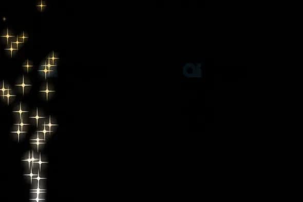 Vertical Golden and White Sparkling Stars Overlay on Black Background