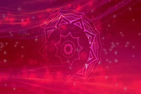 Abstract Pink Mandala with Sparkling Stars and Flowing Lights Background