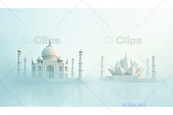 Taj Mahal and Lotus Temple in Minimalist White Design