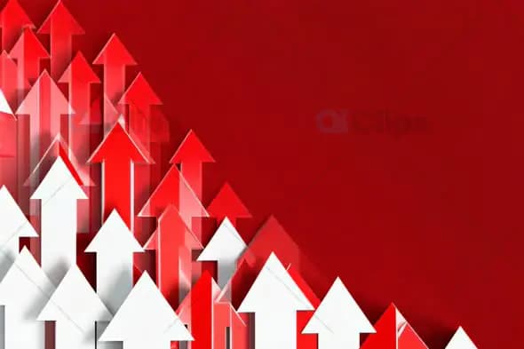 Upward Arrows on Red Background – Business Growth and Success Visual