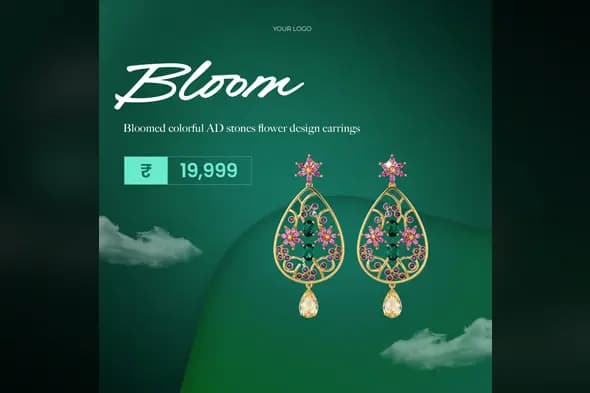 Exquisite Floral Earring Ad Template