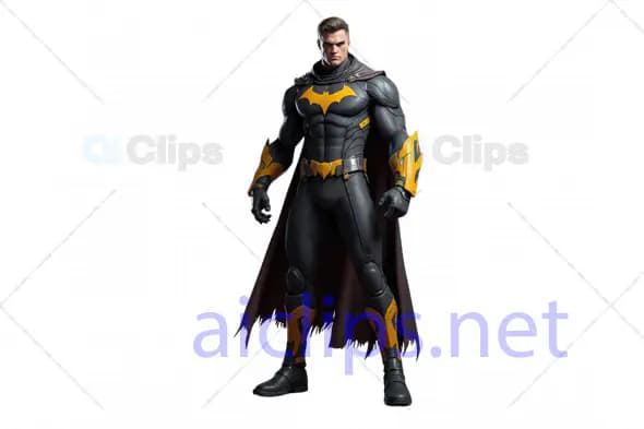 Tactical 3D Superhero Character Model with Black and Yellow Armor
