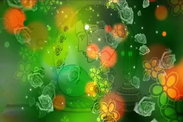 Indian Traditional Woman Silhouette with Floral Green Background