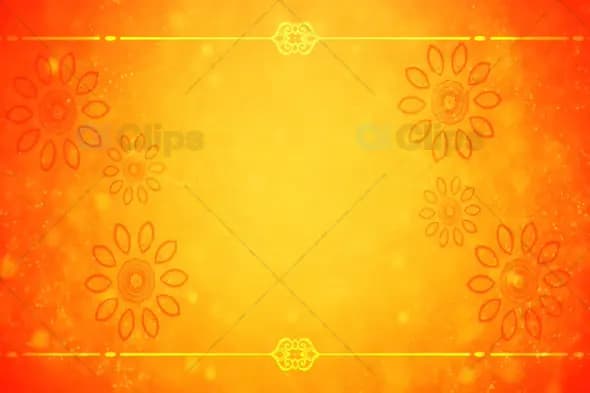 Bright Golden Floral Frame Background with Sparkles