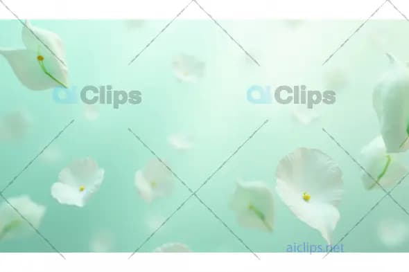 Floating White Petals on Mint Background
