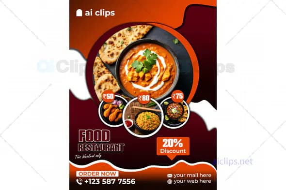 Restaurant Weekend Discount Banner PSD Template