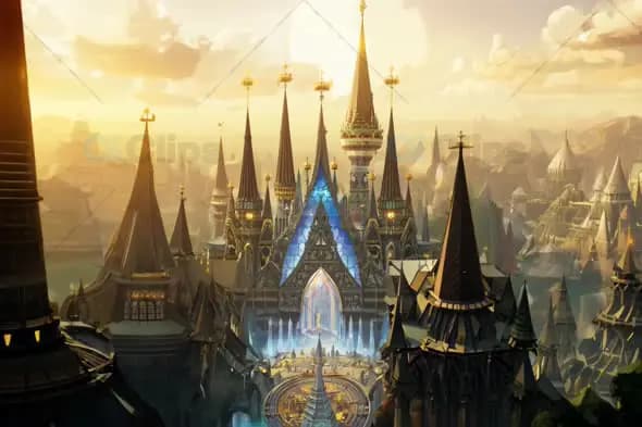 Majestic Fantasy Castle at Sunrise - Epic Medieval Kingdom