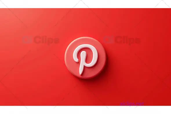 3D Pinterest Logo on Vibrant Red Background