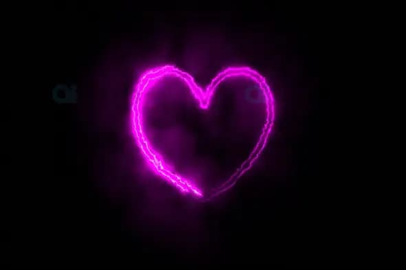 Glowing Neon Heart Animation with Electric Aura on Black Background