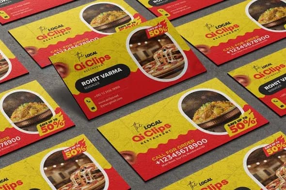Elegant Restaurant Business Card Photoshop PSD Template | AIClips