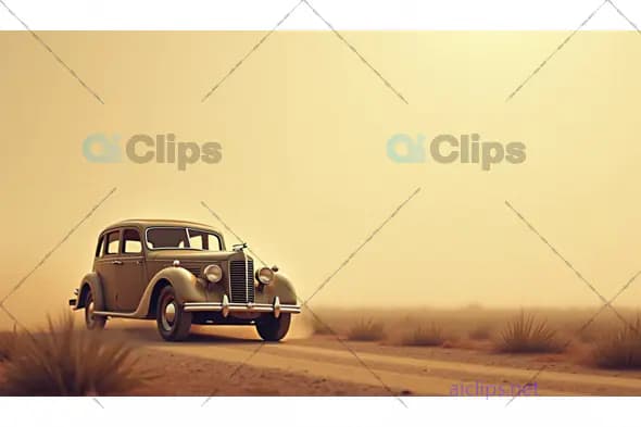Vintage Car on a Desert Road