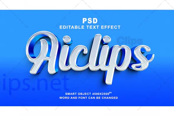 Glossy Silver Script Text Effect PSD
