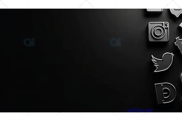 Minimalist 3D Social Media Icons on Black Background