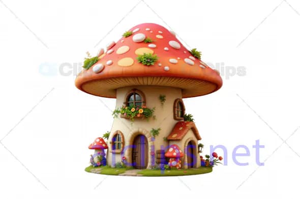 Enchanted Mushroom House 3D Model - Cozy Fairy Cottage