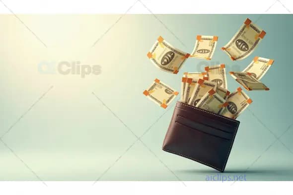 Flying Cash from Wallet – Financial Prosperity and Wealth Concept