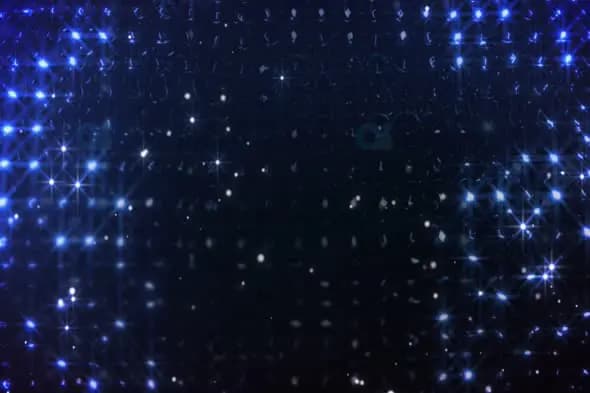 Blue Sparkling Grid with Twinkling Lights Background
