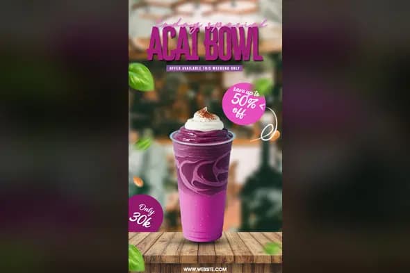 Vibrant Acai Bowl Photoshop Template for Promotions