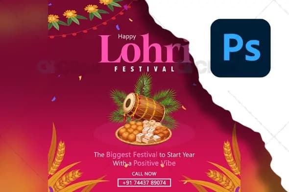 Lohri Festival Flyer PSD Template