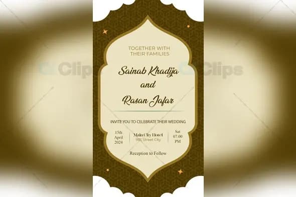 Elegant Islamic Wedding Invitation Template PSD