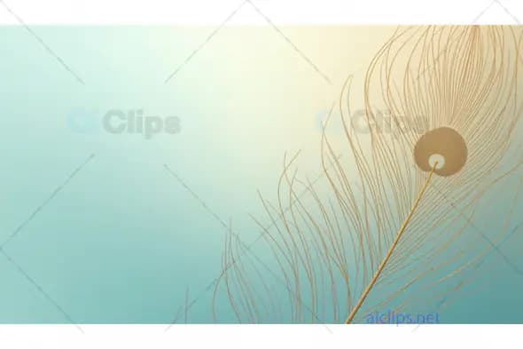 Minimalistic Single Peacock Feather on Gradient Background