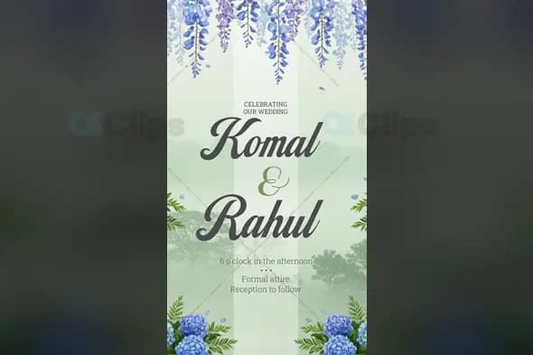 Elegant Wisteria and Hydrangea Wedding Invitation Template