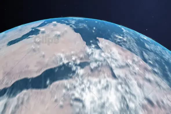 Close-Up View of Earth from Space - Detailed Surface and Clouds