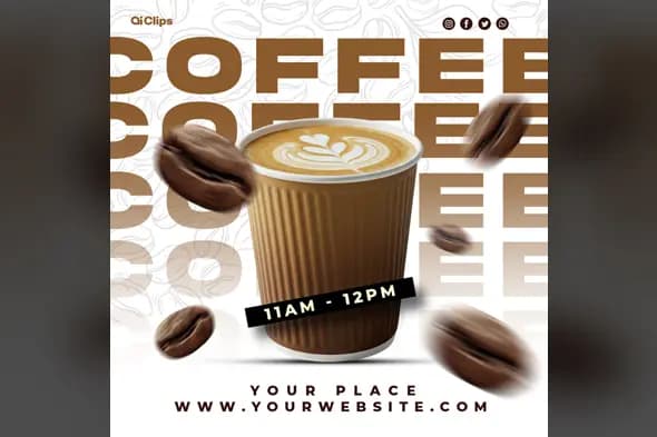 Artisanal Coffee Shop Promotional Template with Latte Art