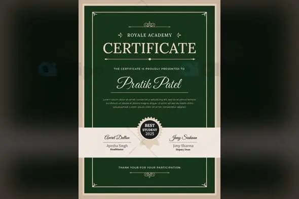 Elegant Green Academic Achievement Certificate Template