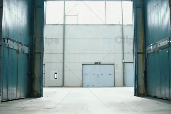 Open Industrial Warehouse Loading Dock Large Storage Facility with balloons