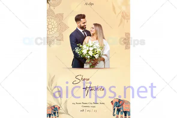 Indian Wedding Invitation PSD Template
