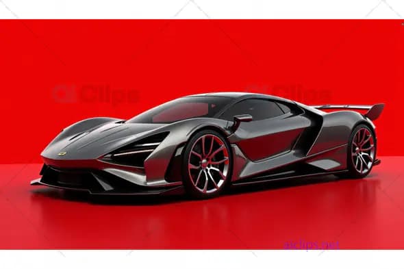 Luxury Futuristic Sports Car on Bold Red Background