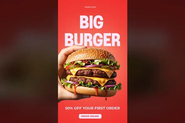 Juicy Double Burger Ad Template