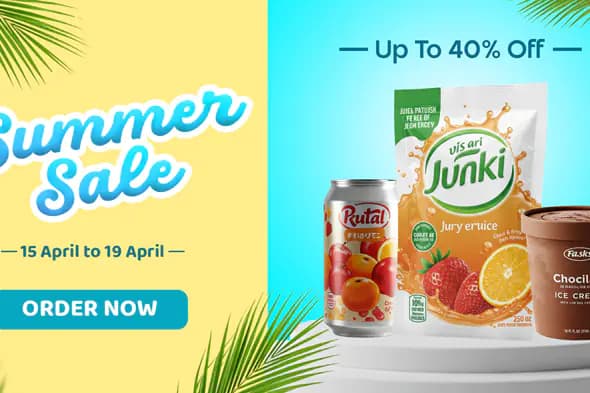 Up to 40% Off on Drinks & Ice Cream Summer Sale Template