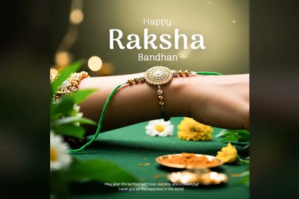 Beautiful Rakhi Design with Green and Gold Accents