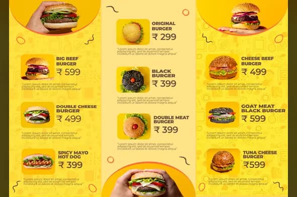 Vibrant Fast Food Menu Board Template