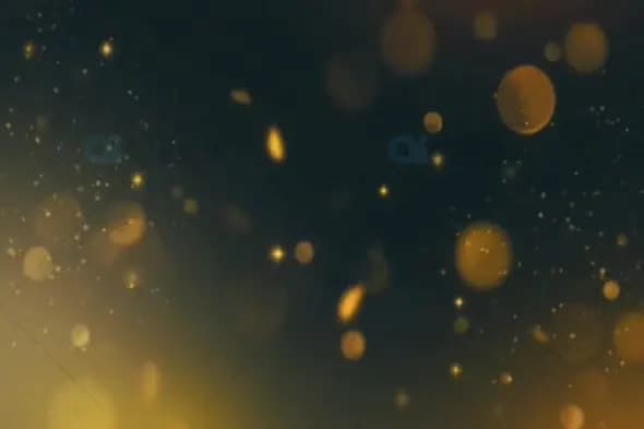 Golden Bokeh Floating Particles on Dark Background