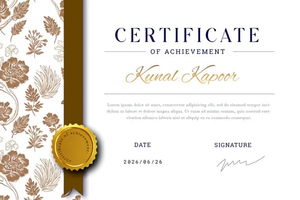 Elegant Floral Achievement Certificate Template