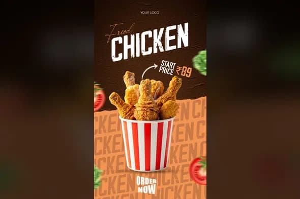 Crispy Fried Chicken Bucket Promo Template