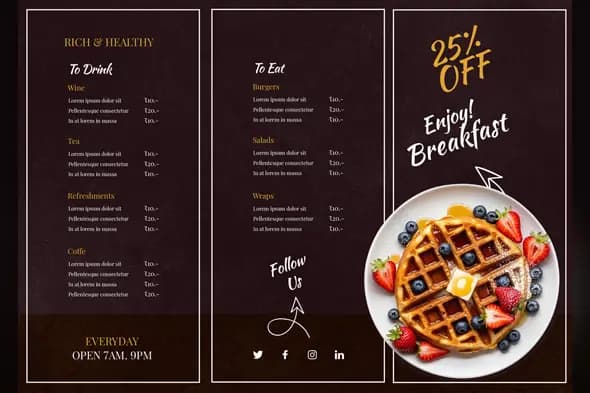 Luxury Breakfast Café Menu Template