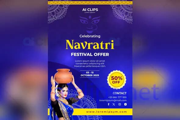 Navratri Festival Offer Poster PSD Template