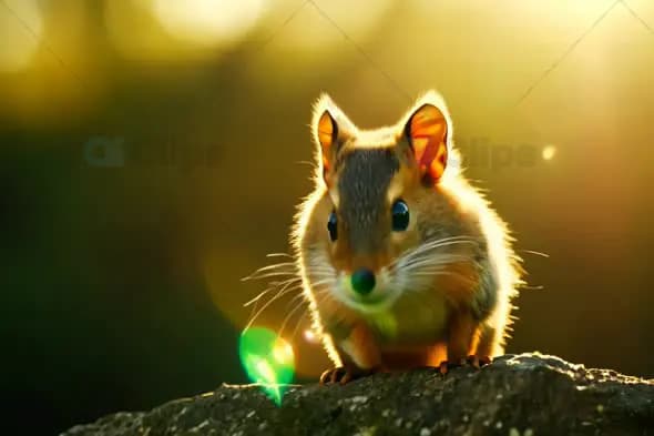 Adorable Chipmunk in Sunlight - Wildlife Close-Up