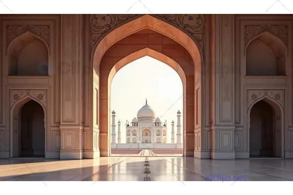 Symmetrical View of the Taj Mahal Through Archway