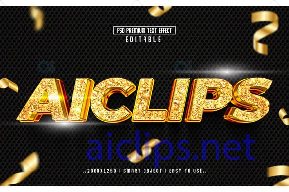 Glitter Gold Text Effects PSD
