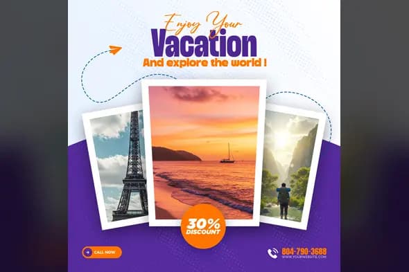 Travel Agency Vacation Promotional Template with Collage