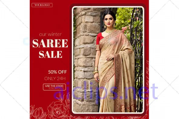 Saree Sale Banner PSD Template
