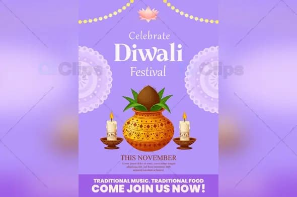 Diwali Festival Celebration Poster PSD