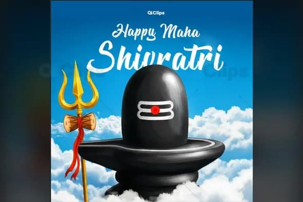 Maha Shivaratri Sacred Shivling Template with Trishul
