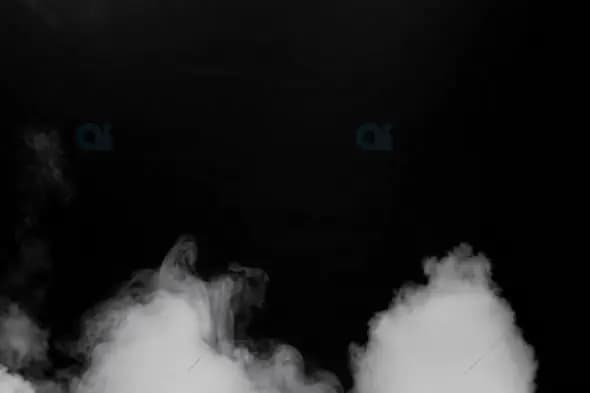 Realistic White Smoke Plume Rising Against Black Background
