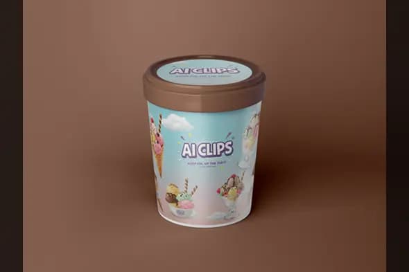 Ice Cream Tub Packaging Mockup