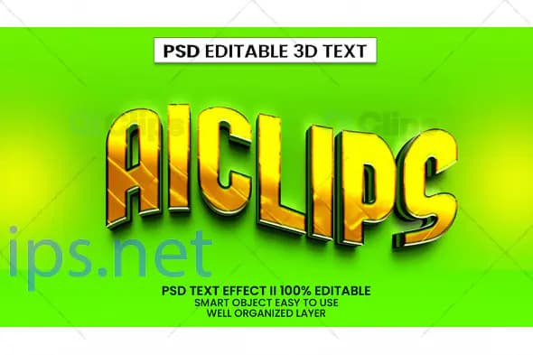 Vibrant Gold 3D Text Effect PSD